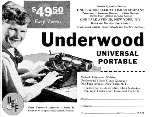 underwood ad boys life 1936